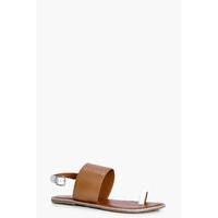 leather contrast toe ring sandal white