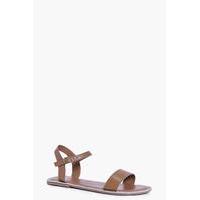 leather two part sandal tan