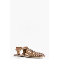 Leather Fisherman Woven Sandal - tan