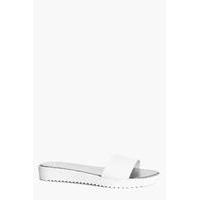 Leather Cleated Slider - white