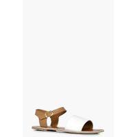 Leather Two Part Ankle Strap Sandal - tan