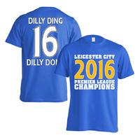 leicester city 2016 premier league champions t shirt dilly ding 16 blu ...