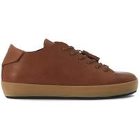 leather crown sneaker in pelle marrone cuoio mens trainers in brown