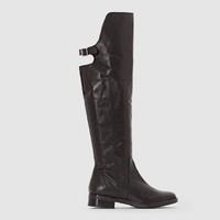 Leather Over-the-Knee Boots with Buckle Strap