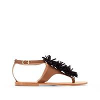 Leather Sandals with Tassel Detail