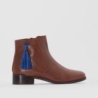 Leather Ankle Boots with Tassels