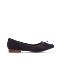Leather Ballet Pumps with Wooden Heel