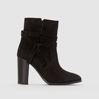 leather ankle boots with strap detail