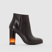 Leather Ankle Boots with Tinted Heel