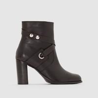 Leather Ankle Boots with Metal Eyelets