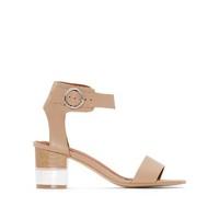 Leather Sandals with Dual Material Heel