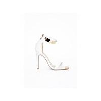 Lexi Gold Plated White Ankle Strap Heeled Sandals