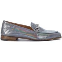 Lemaré Lemarè smoke grey iridescent laminated cracked leather loafers women\'s Shoes in grey