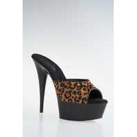 Leopard Print Pony Hair Open Toe Mules