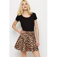 Leopard Print Mini Scuba Skirt