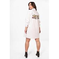 leah embroidered front and back shirt dress white