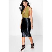 Leather Look Midi Skirt - black