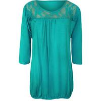 Leah Lace 3/4 Sleeve Top - Turquoise