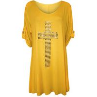 lexi cross stud short sleeve top yellow