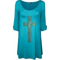 Lexi Cross Stud Short Sleeve Top - Turquoise