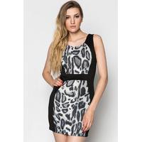 Leopard Print Panel Bodycon Dress