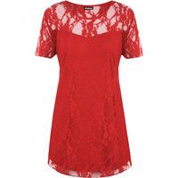 leslie lace short sleeve top red