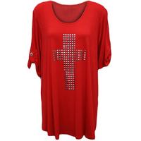 Lexi Cross Stud Short Sleeve Top - Red