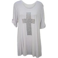 lexi cross stud short sleeve top white