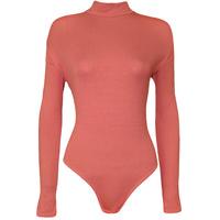 Leigh Turtleneck Long Sleeve Bodysuit - Coral