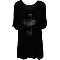 lexi cross stud short sleeve top black