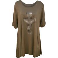 lexi cross stud short sleeve top brown