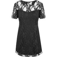 Leslie Lace Short Sleeve Top - Black