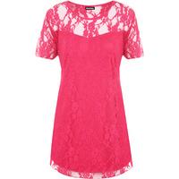 Leslie Lace Short Sleeve Top - Cerise