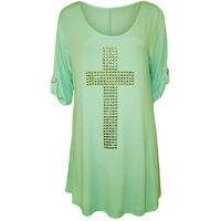 Lexi Cross Stud Short Sleeve Top - Mint Green