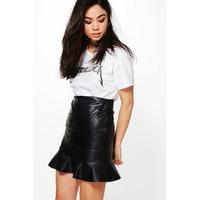 Leather Look Peplum Mini Skirt - black