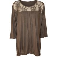 Leah Lace 3/4 Sleeve Top - Brown