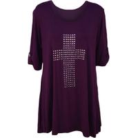 Lexi Cross Stud Short Sleeve Top - Purple