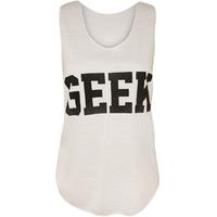 lettie geek slogan vest white