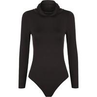 lenore basic cowl neck long sleeve bodysuit dark brown