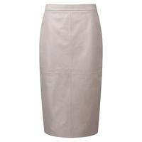 leather pencil skirt grey taupe 10