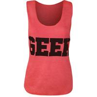 Lettie \'Geek\' Slogan Vest - Coral