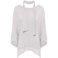 Leandra Open Back Scarf Top - Light Grey