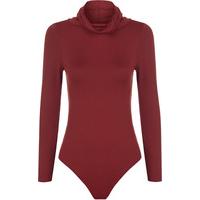 Lenore Basic Cowl Neck Long Sleeve Bodysuit - Wine