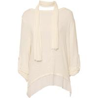 Leandra Open Back Scarf Top - Cream