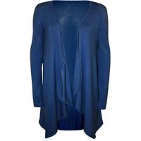 leona plain long waterfall cardigan royal blue