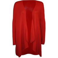 Leona Plain Long Waterfall Cardigan - Red