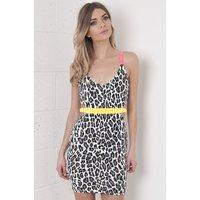 Leopard Print & Neon Bodycon Dress