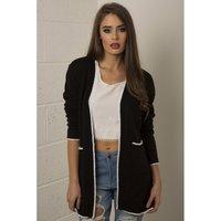 Leave It Slogan Knitted Cardigan in Black