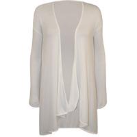 Leona Plain Long Waterfall Cardigan - Cream