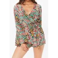 leyla red paisley bell sleeved playsuit